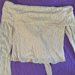 Cream Lace Off-Shoulder Top